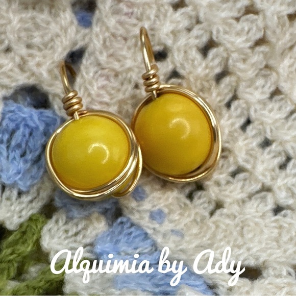 Alquimia Gold and Yellow Spherical Earrings - Picture 1 of 1